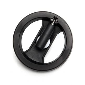 Spoked control hand wheel with folding flush side handle