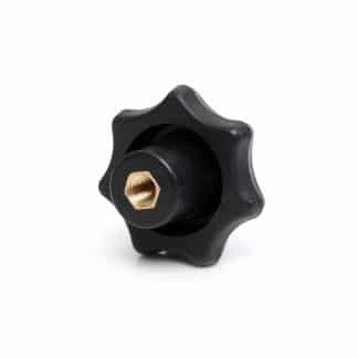 Lobe knob with coloured cap