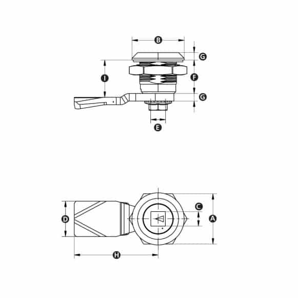 Model-16-ML Stainless steel camlock 90 degree technical drawing