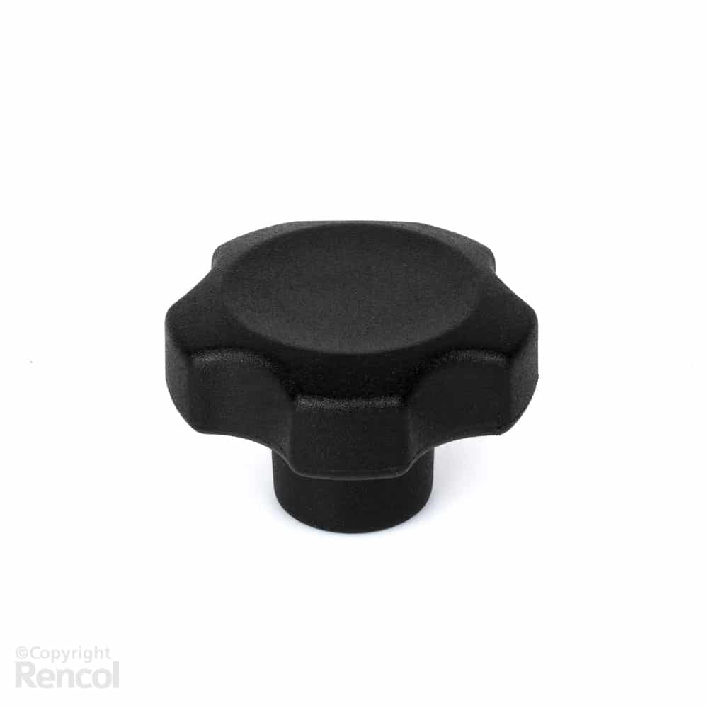 Plastic solid lobe knob with female threaded insert