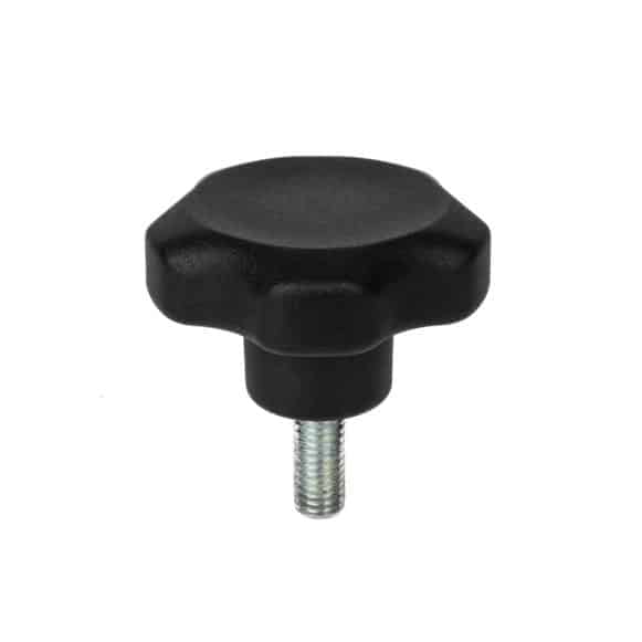 Model-39M-PK-view-10 Solid plastic lobe knob with stainless steel male thread