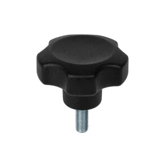 Model-39M-PK-view-11 Solid plastic lobe knob with stainless steel male thread