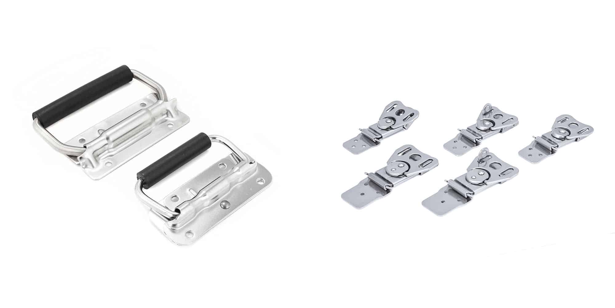 New folding handles and butterfly latches for flight cases